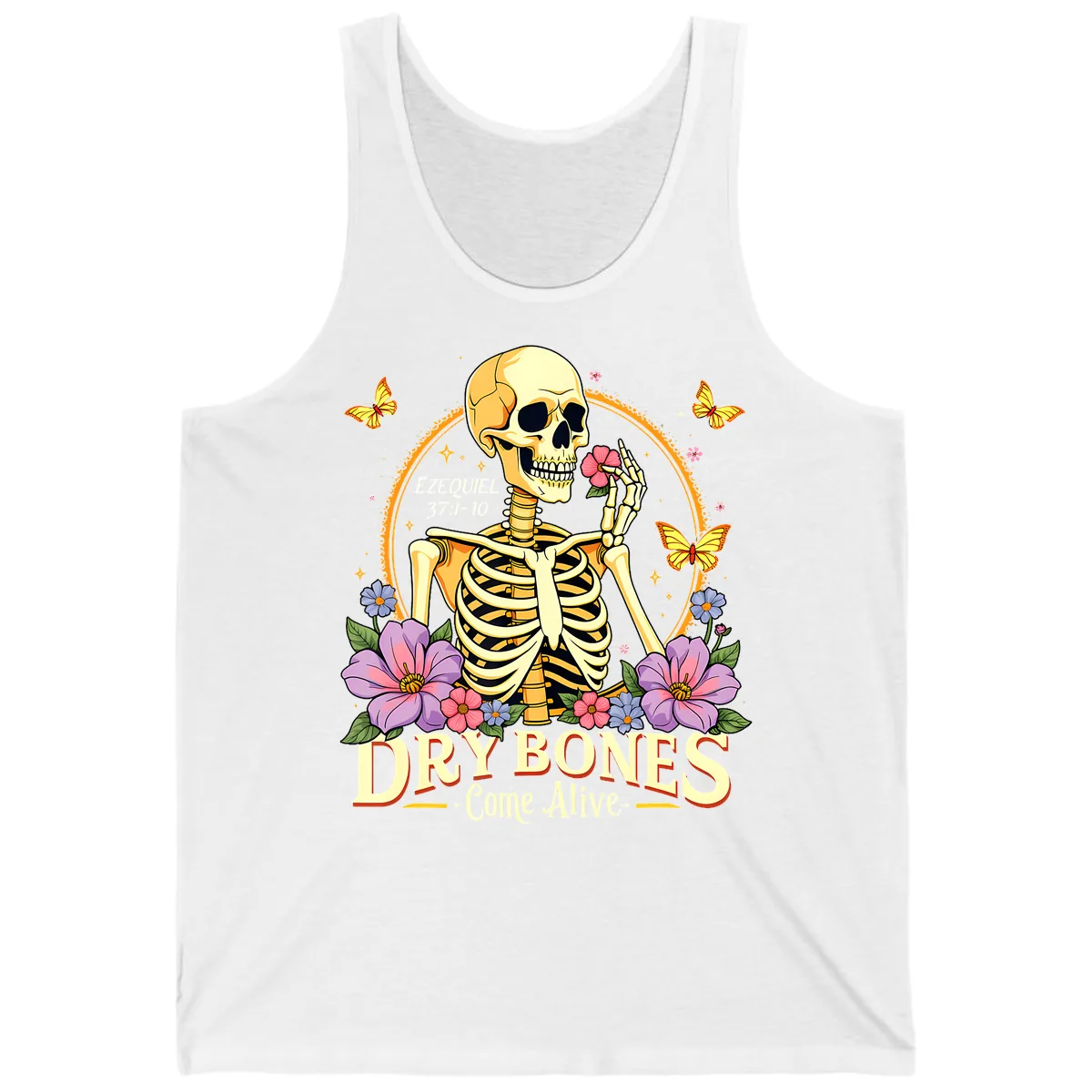 Dry Bones Come Alive Biblical Art Tank in White