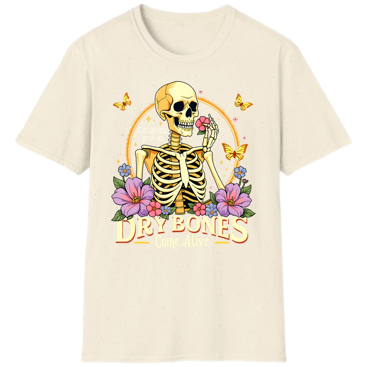 Dry Bones Come Alive Biblical Art T-Shirt in Natural