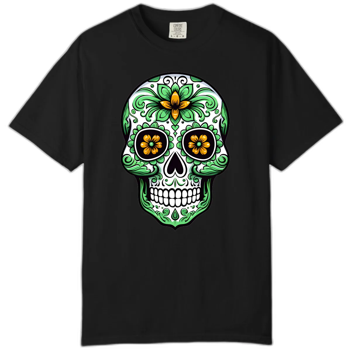 Ornate Floral Calavera Skull Comfort Color in Black