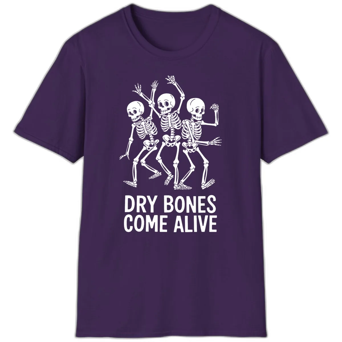 Dry Bones Come Alive Skeletons T-Shirt in Purple