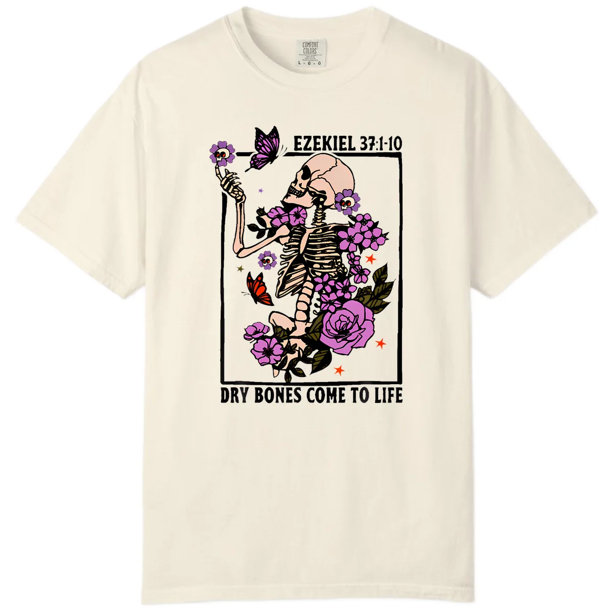 Dry Bones Come to Life Skeleton Art Comfort Color in Ivory