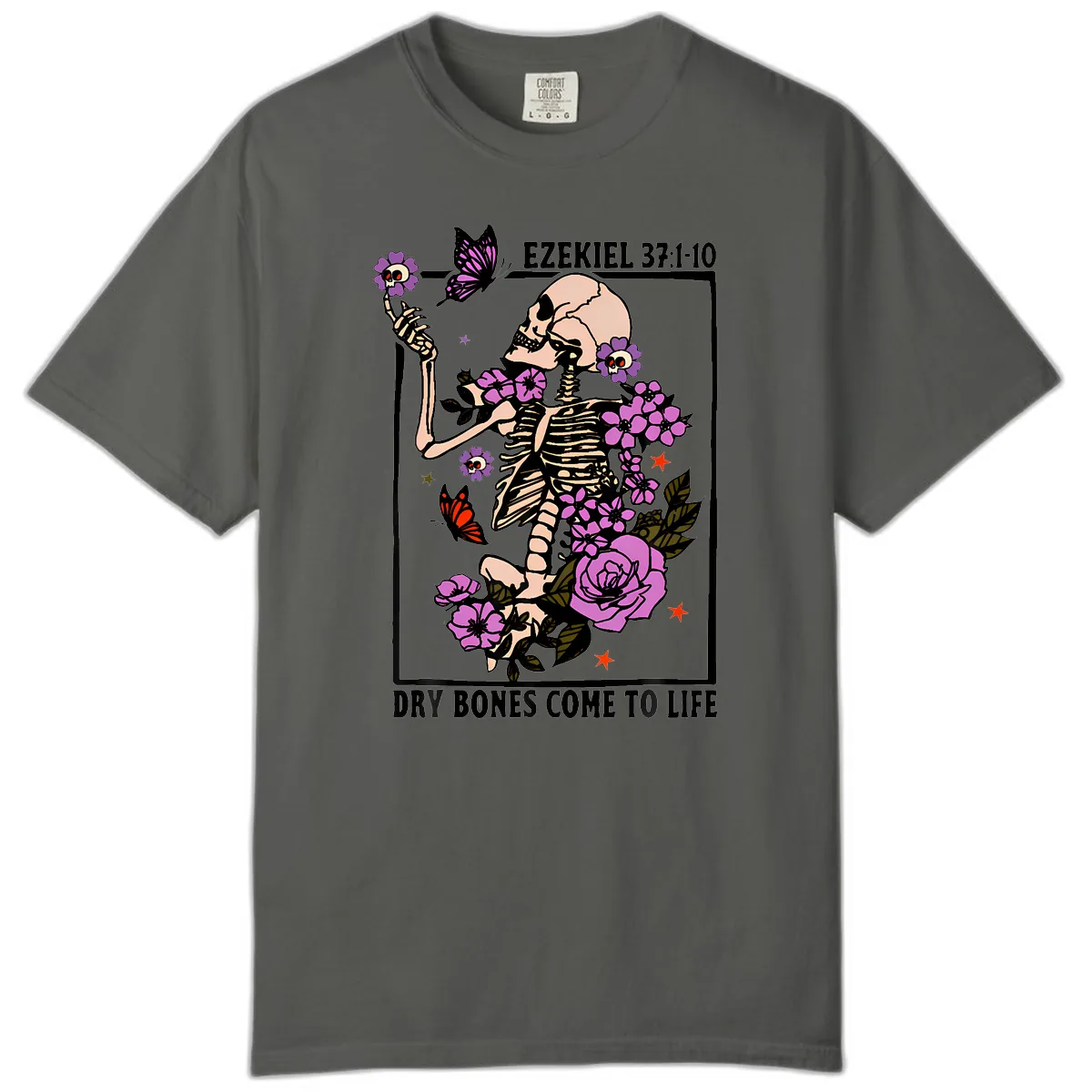 Dry Bones Come to Life Skeleton Art Comfort Color in Pepper
