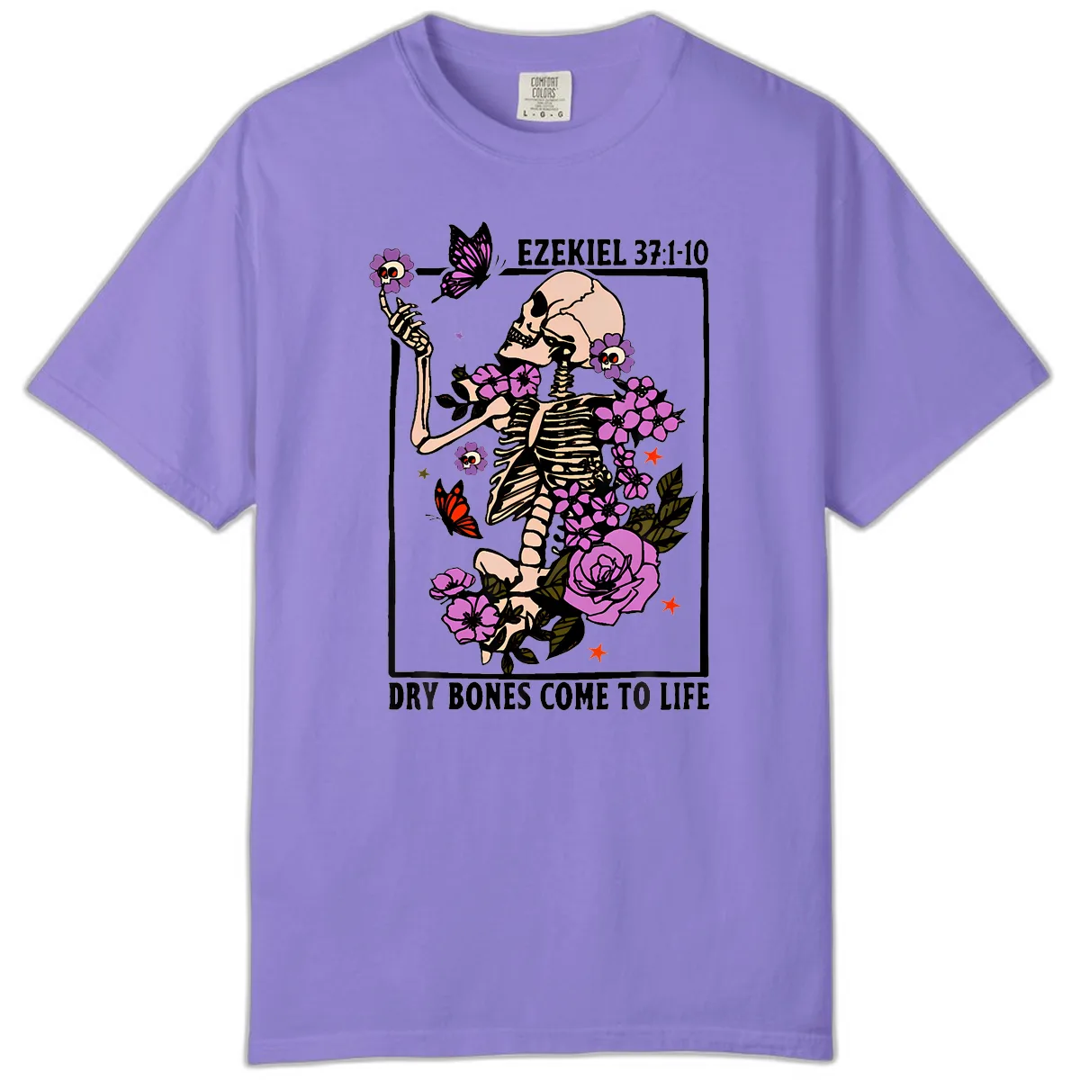 Dry Bones Come to Life Skeleton Art Comfort Color in Violet