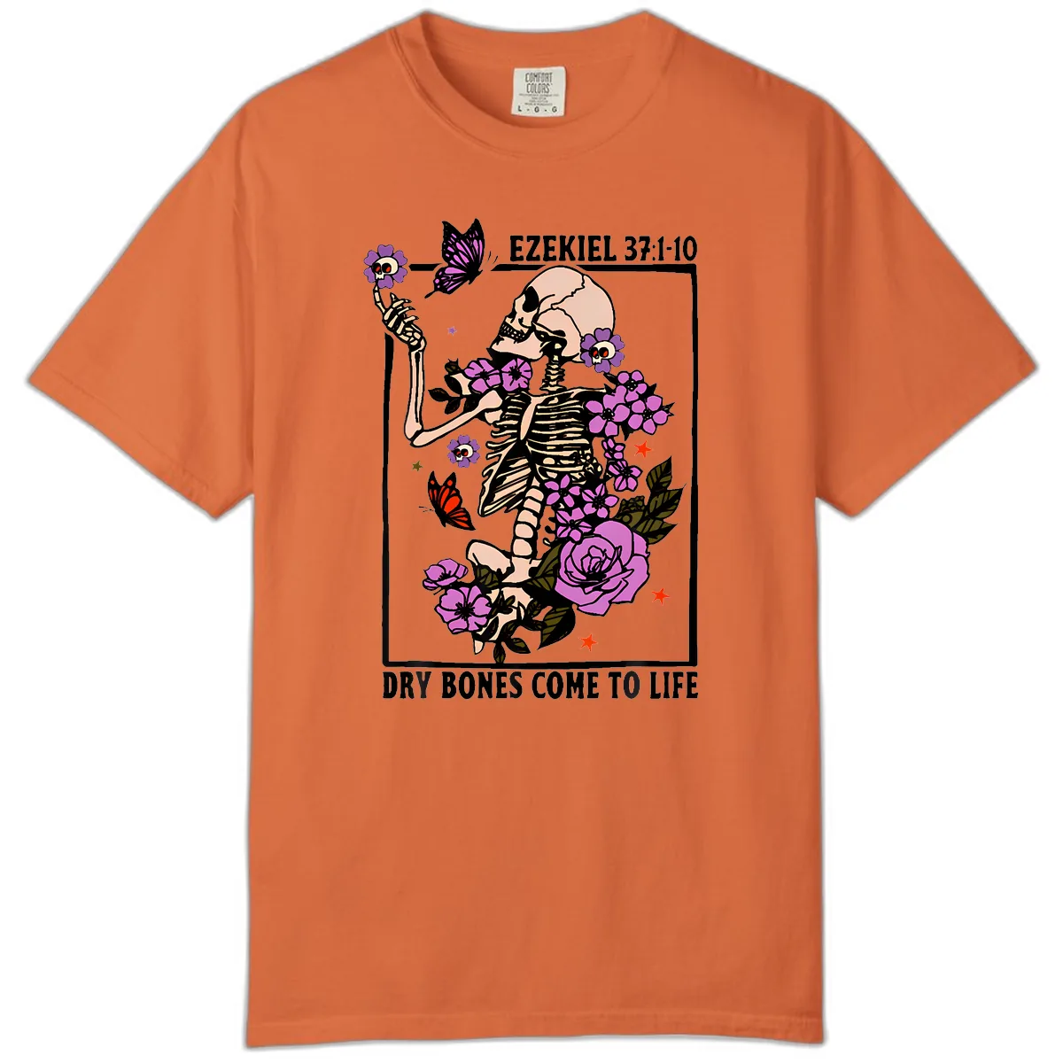 Dry Bones Come to Life Skeleton Art Comfort Color in Burnt Orange