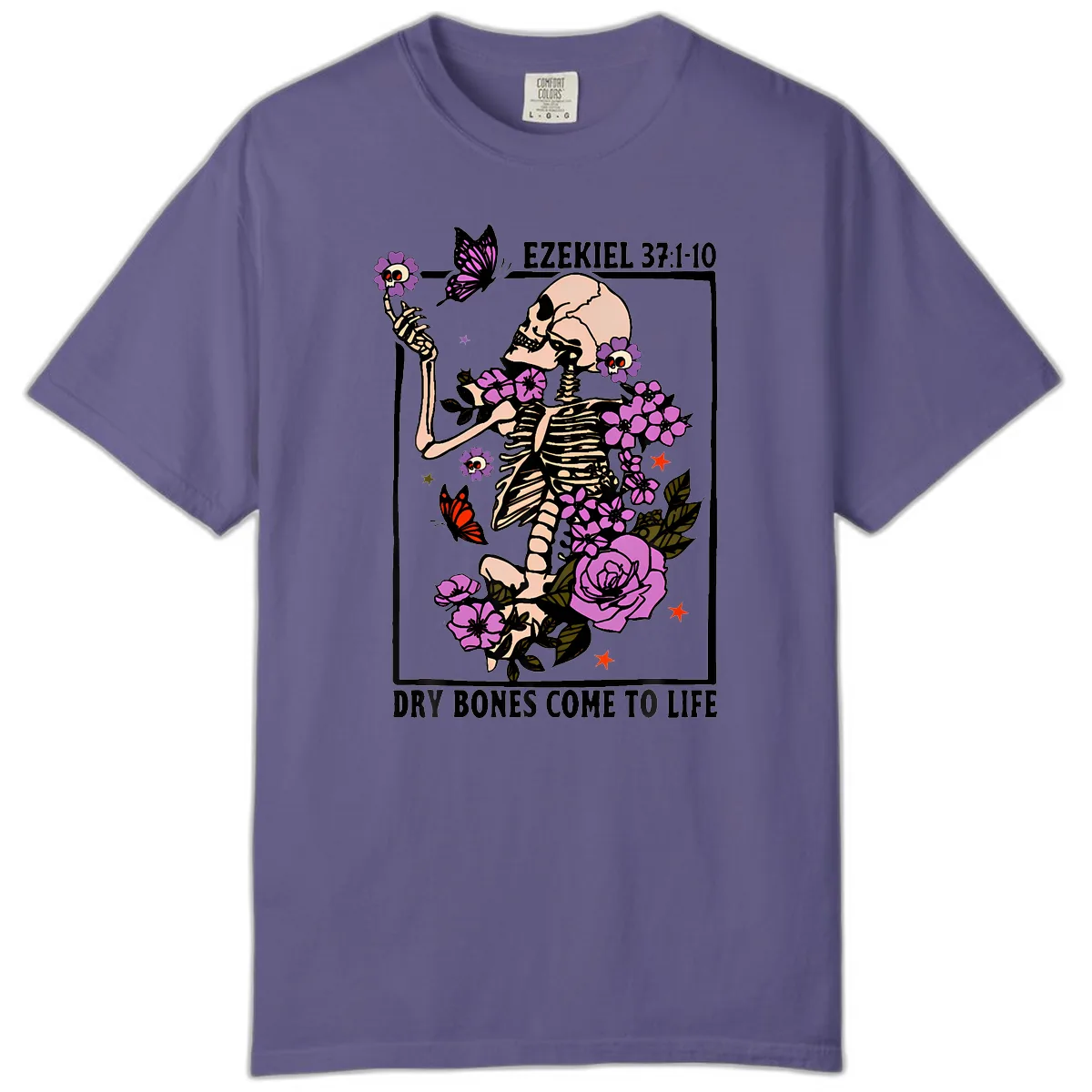 Dry Bones Come to Life Skeleton Art Comfort Color in Grape