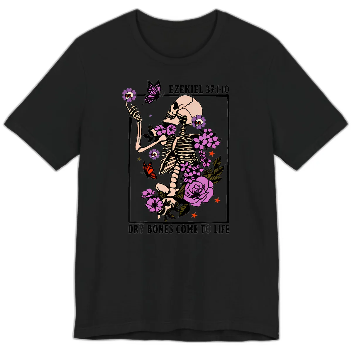 Dry Bones Come to Life Skeleton Art Premium T-Shirt in Black