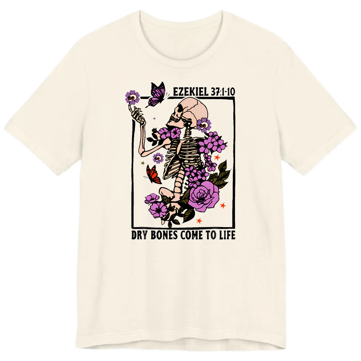 Dry Bones Come to Life Skeleton Art Premium T-Shirt in Natural