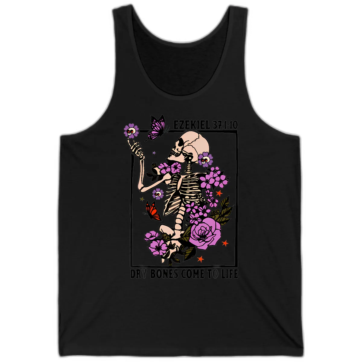 Dry Bones Come to Life Skeleton Art Tank in Black