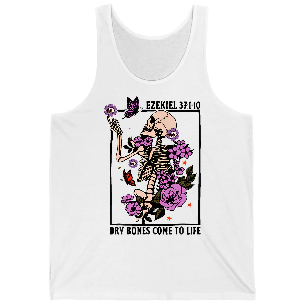 Dry Bones Come to Life Skeleton Art Tank in White