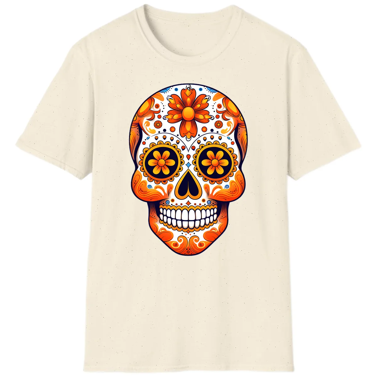 Vibrant Marigold Calavera Sugar Skull T-Shirt in Natural
