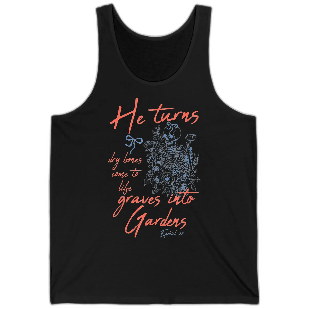 He Turns Graves Into Gardens Skeleton Tank in Black