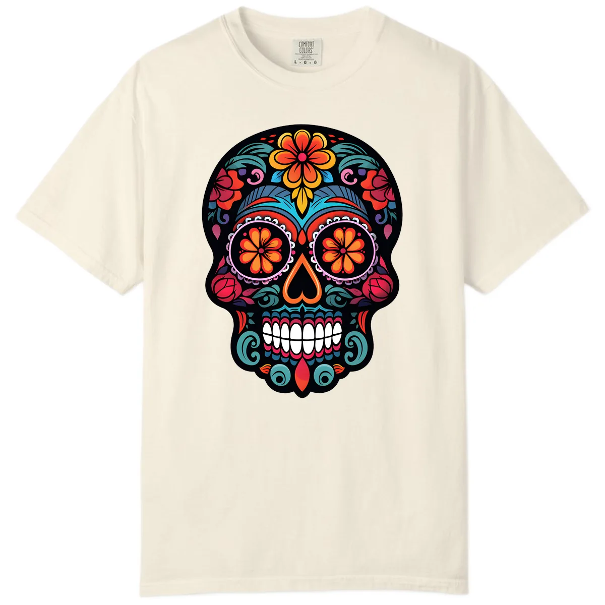 Ornate Día de los Muertos Sugar Skull Comfort Color in Ivory