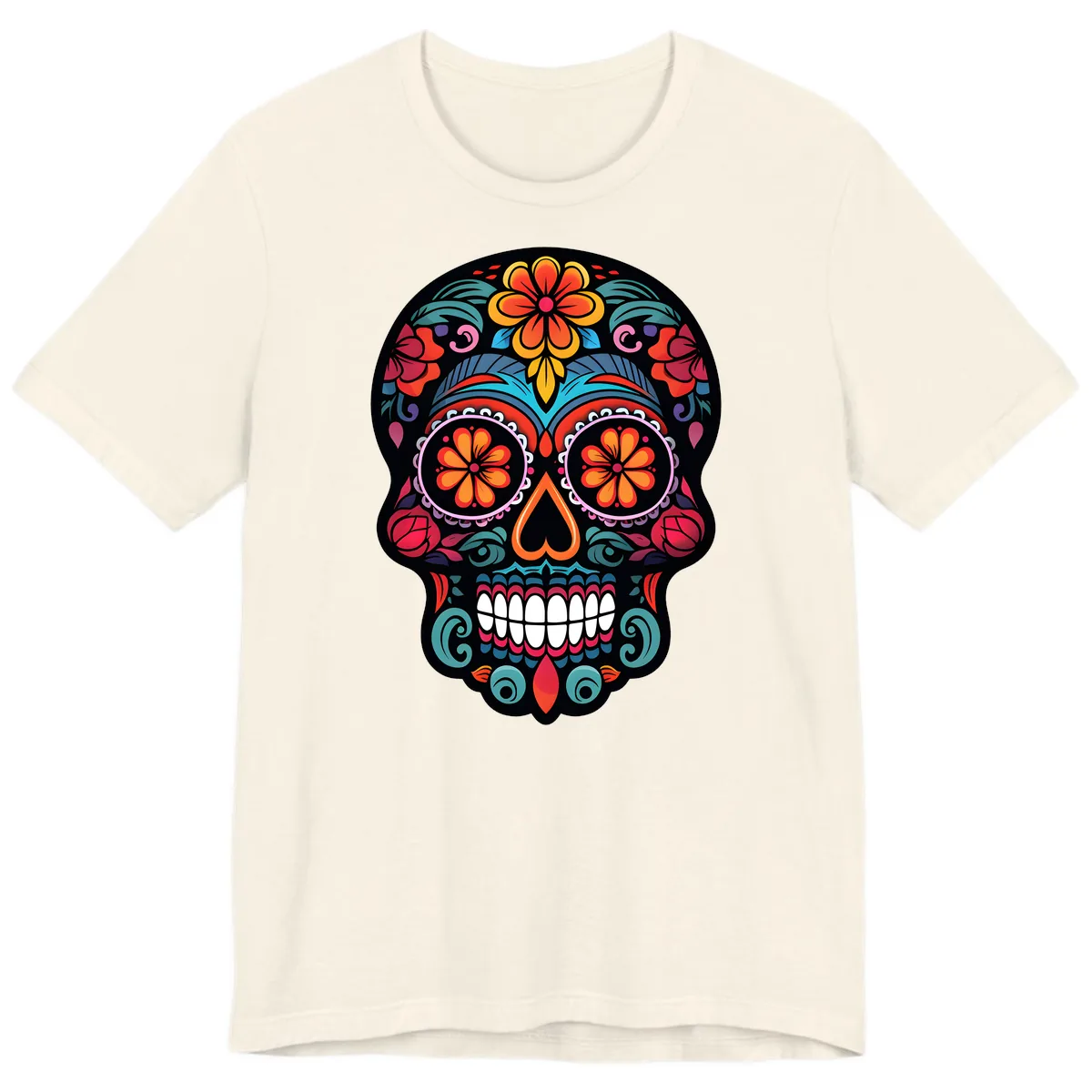Ornate Día de los Muertos Sugar Skull Premium T-Shirt in Natural