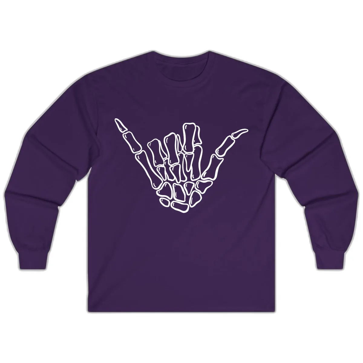 Skeleton Hang Loose Hand Gesture Long Sleeve in Purple
