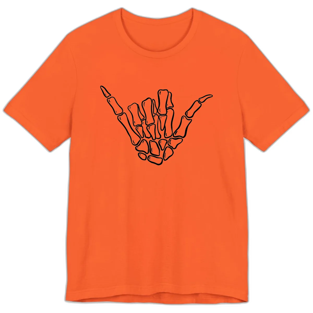 Skeleton Hang Loose Hand Gesture Premium T-Shirt in Orange