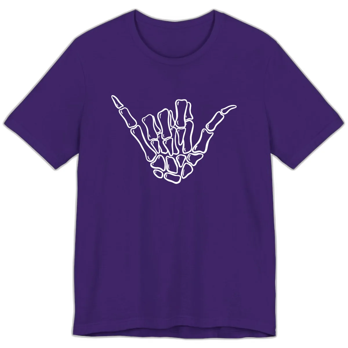Skeleton Hang Loose Hand Gesture Premium T-Shirt in Team Purple