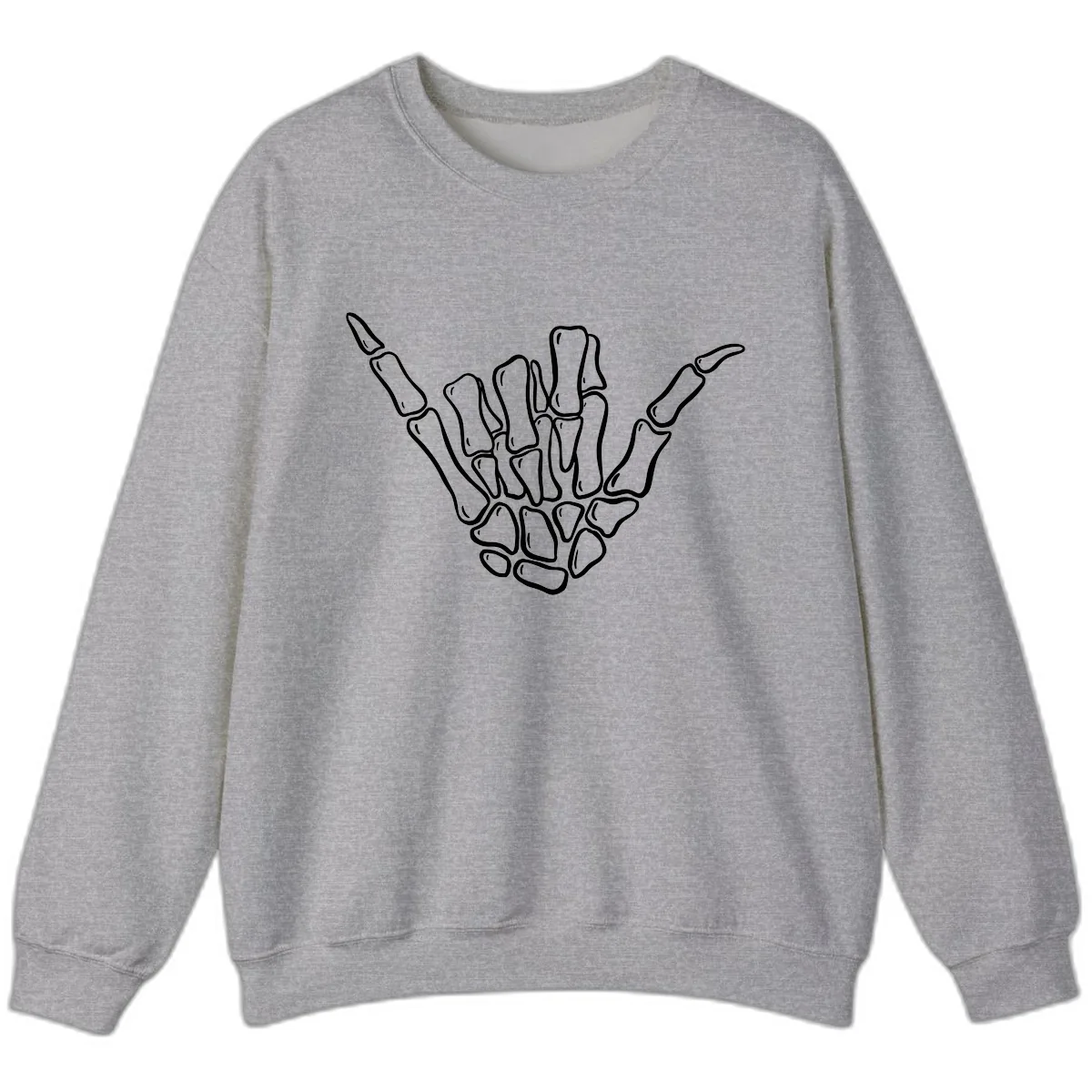 Skeleton Hang Loose Hand Gesture Sweatshirt in Sport Grey