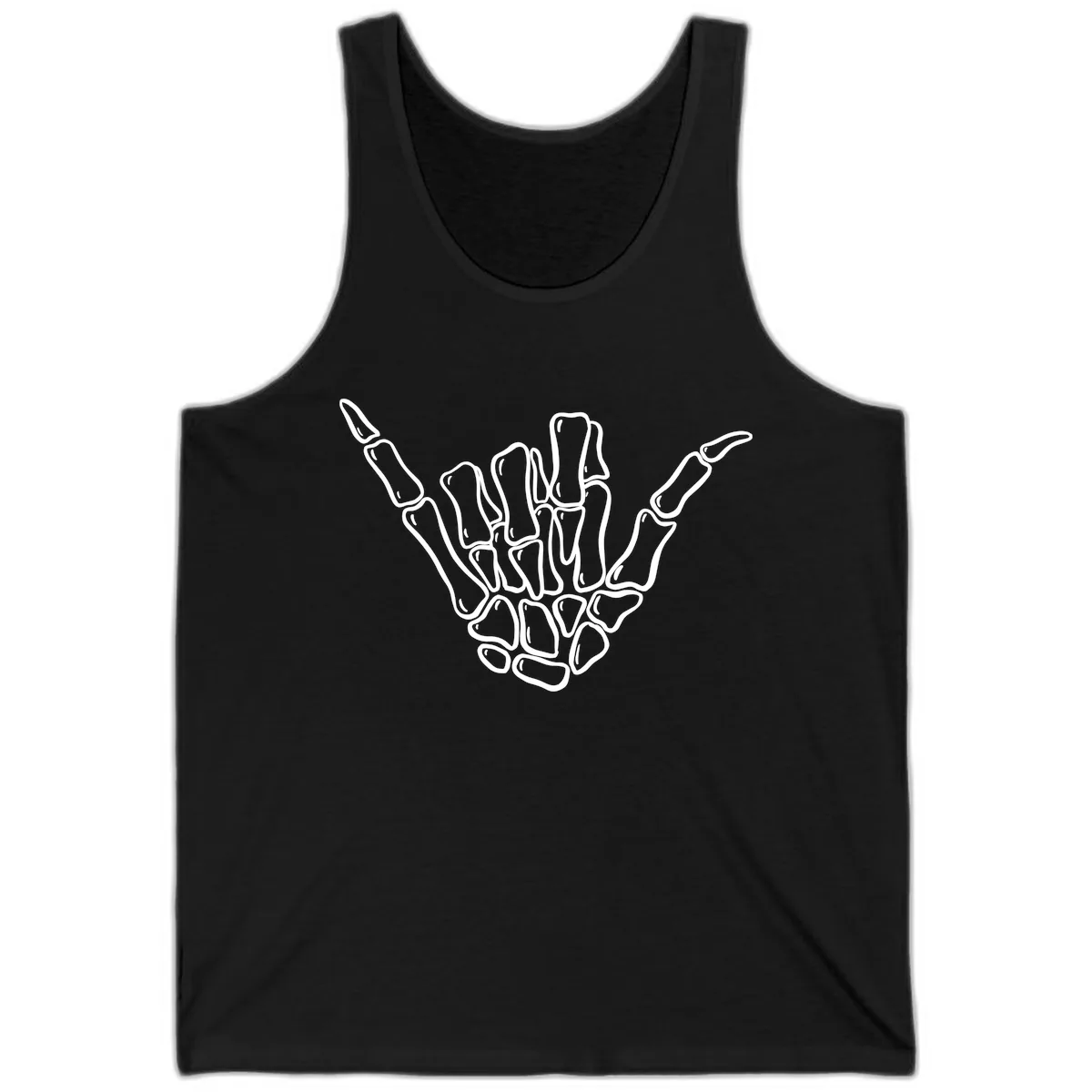 Skeleton Hang Loose Hand Gesture Tank in Black