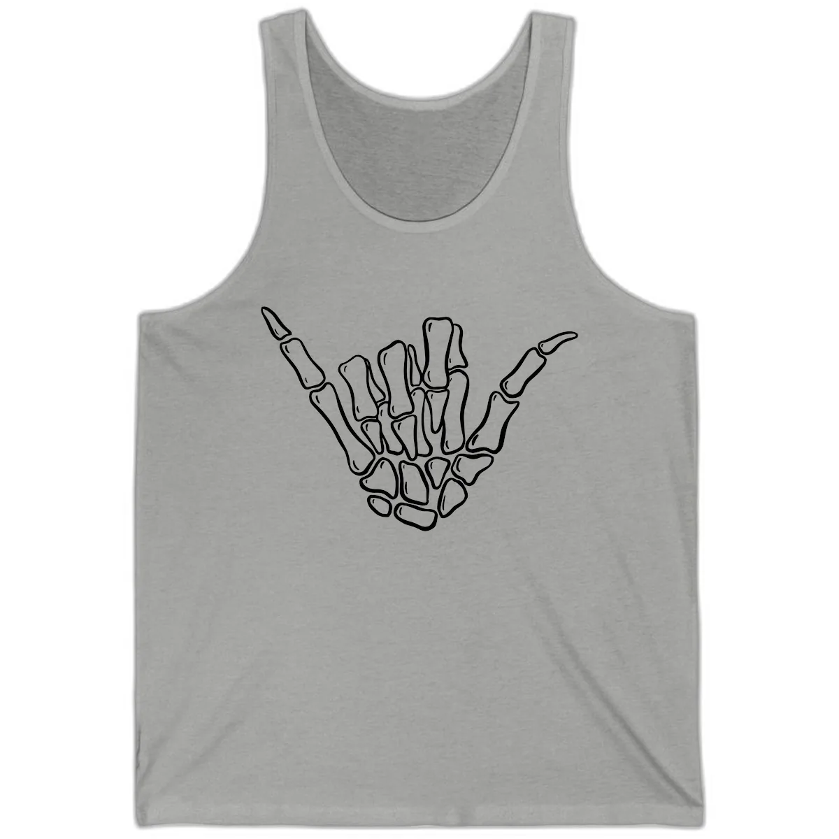 Skeleton Hang Loose Hand Gesture Tank in Athletic Heather
