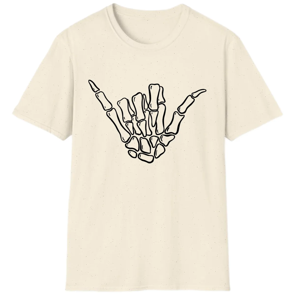 Skeleton Hang Loose Hand Gesture T-Shirt in Natural