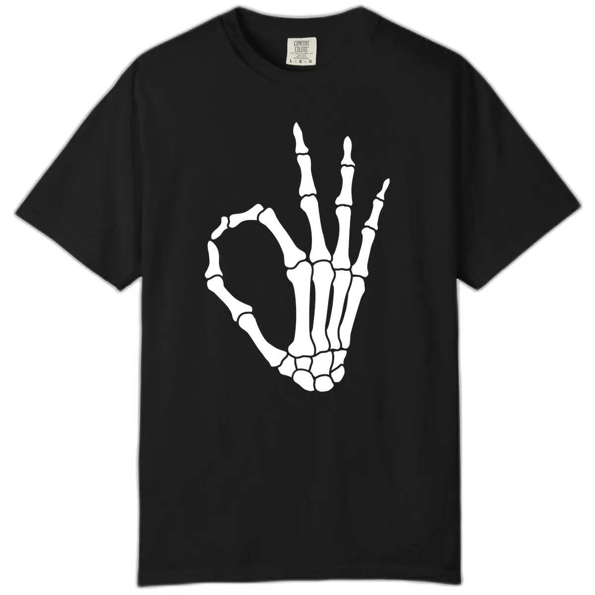 Skeletal Okay Hand Gesture Comfort Color in Black