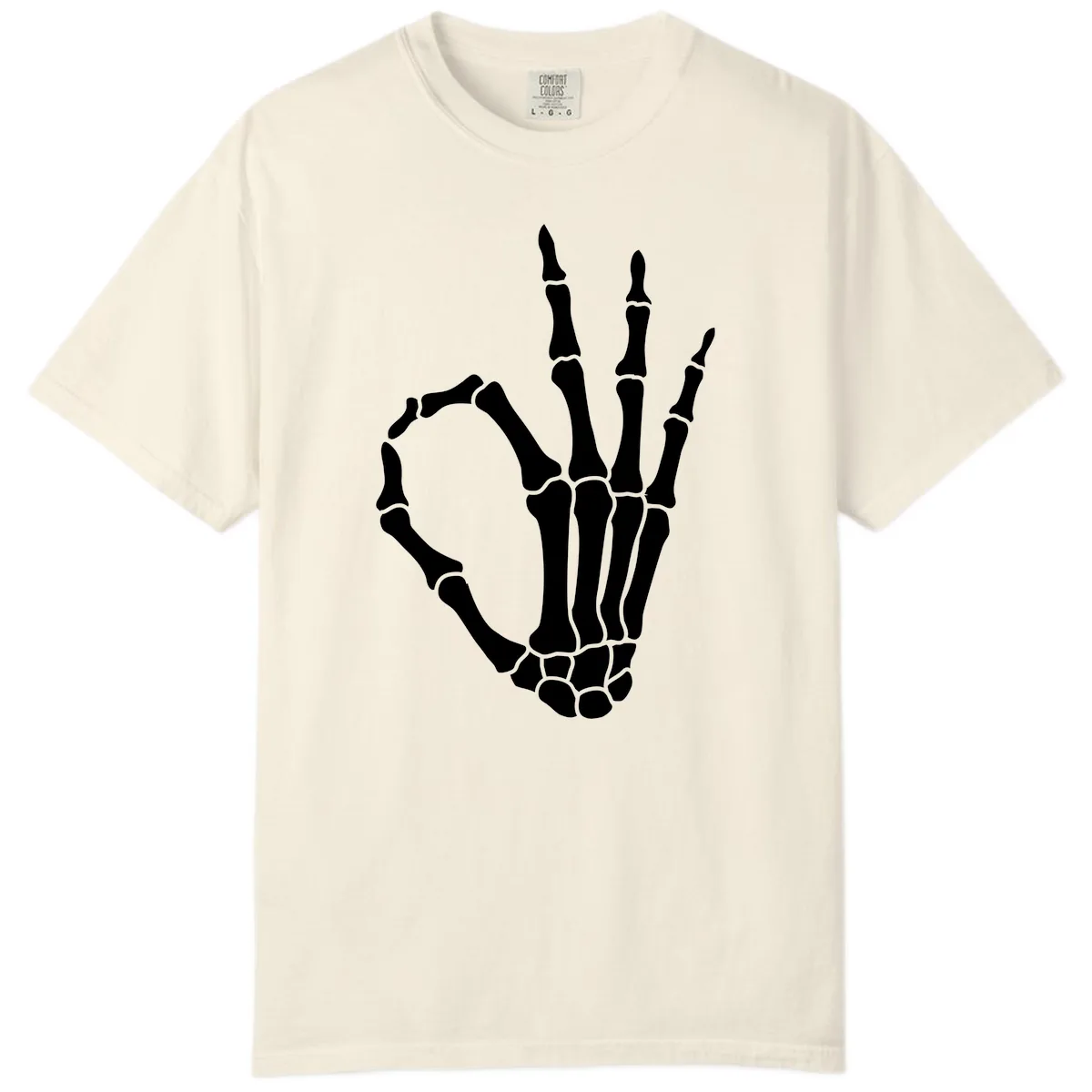 Skeletal Okay Hand Gesture Comfort Color in Ivory