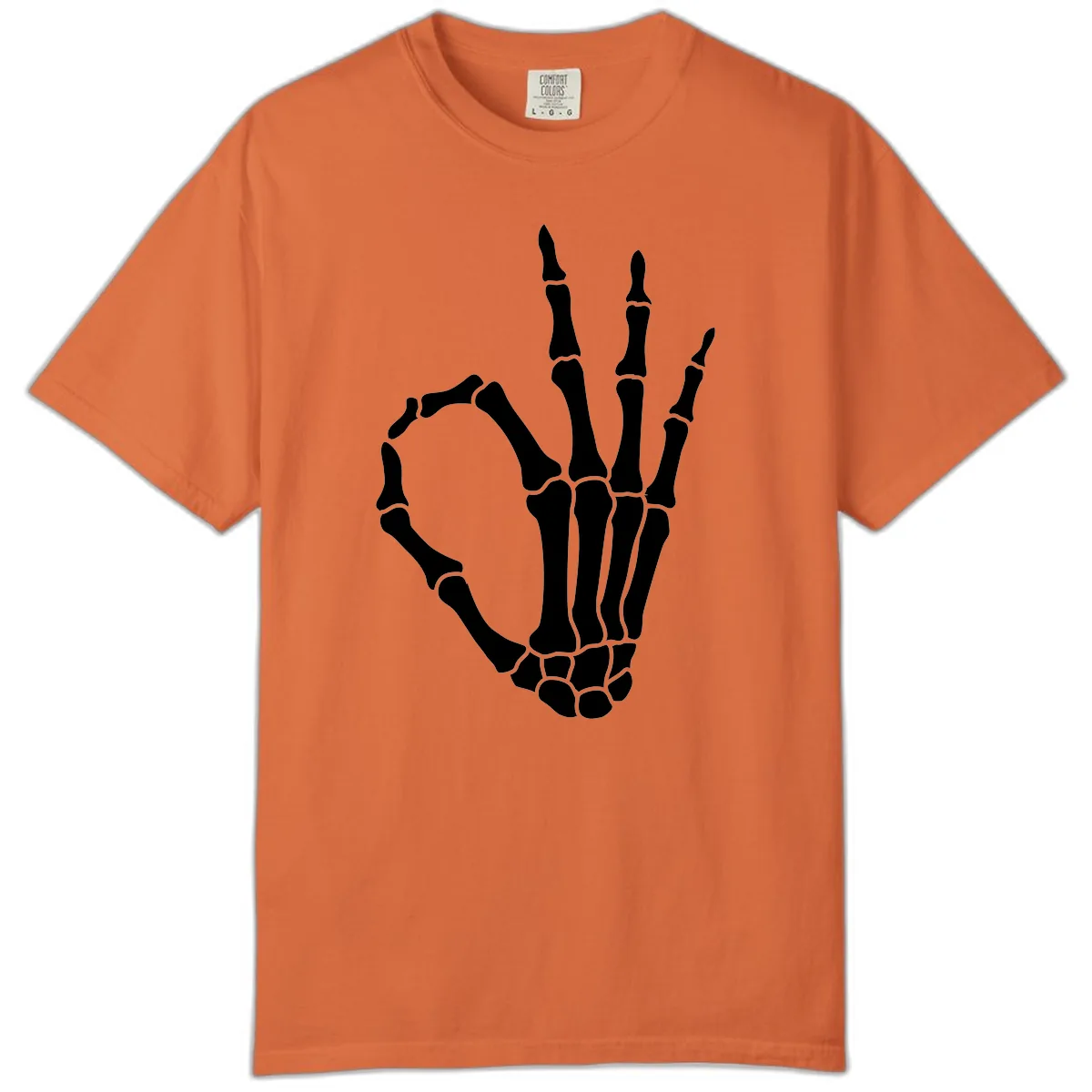 Skeletal Okay Hand Gesture Comfort Color in Burnt Orange