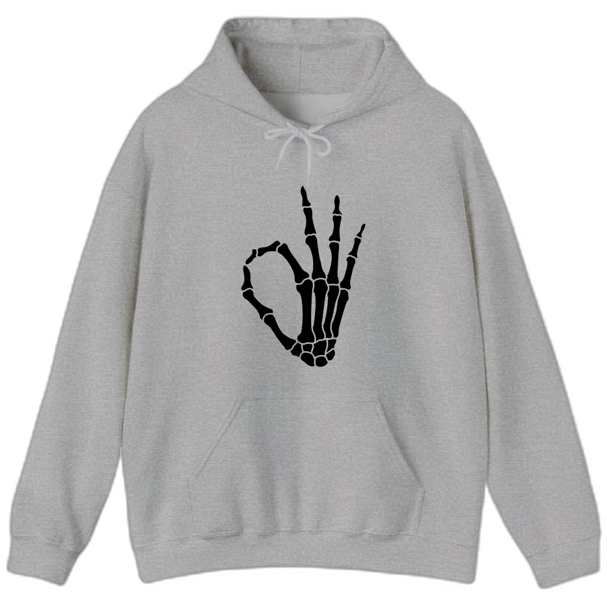 Skeletal Okay Hand Gesture Hoodie in Sport Grey