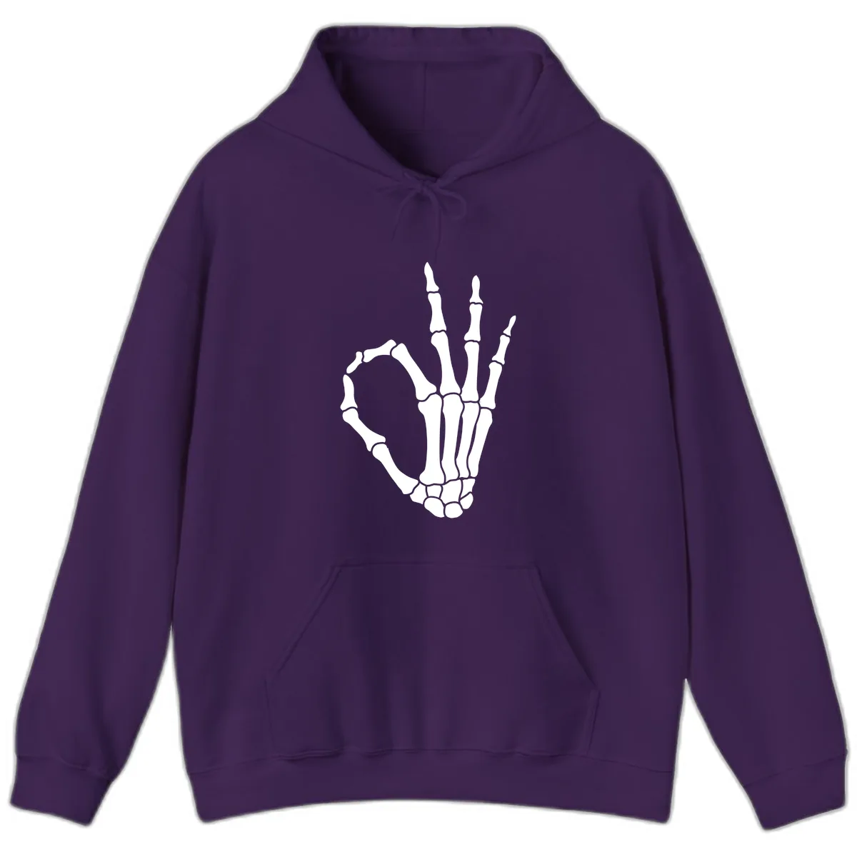 Skeletal Okay Hand Gesture Hoodie in Purple