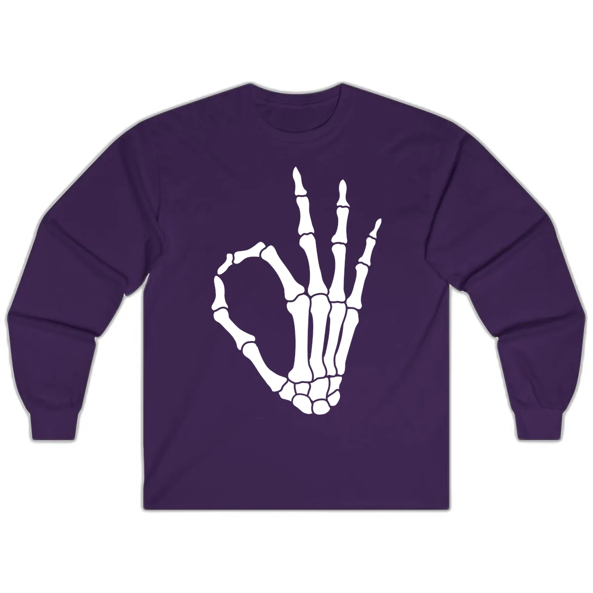 Skeletal Okay Hand Gesture Long Sleeve in Purple