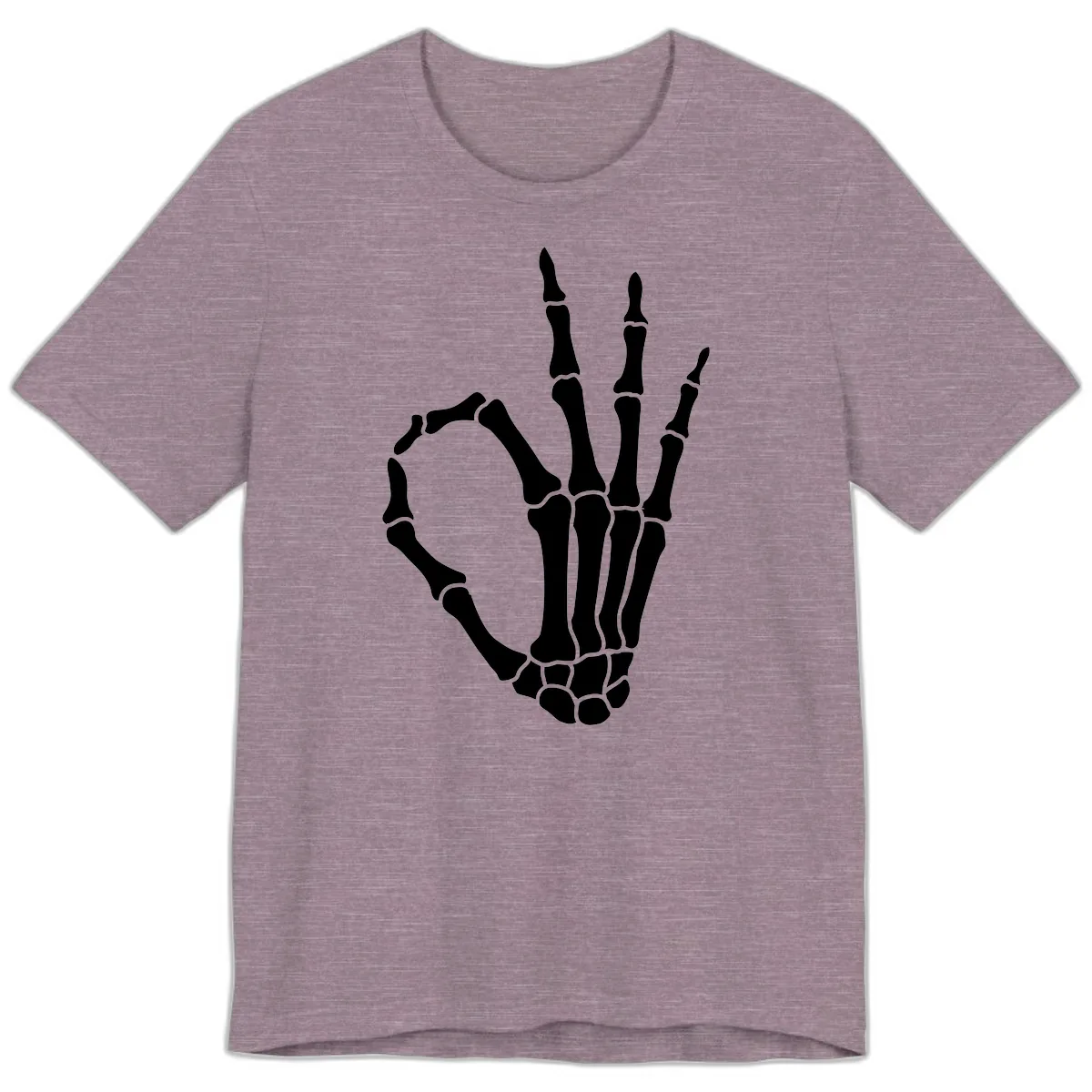 Skeletal Okay Hand Gesture Premium T-Shirt in Heather Purple