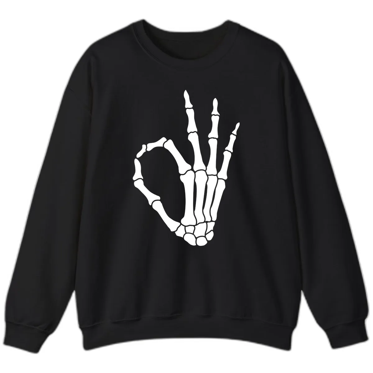 Skeletal Okay Hand Gesture Sweatshirt in Black