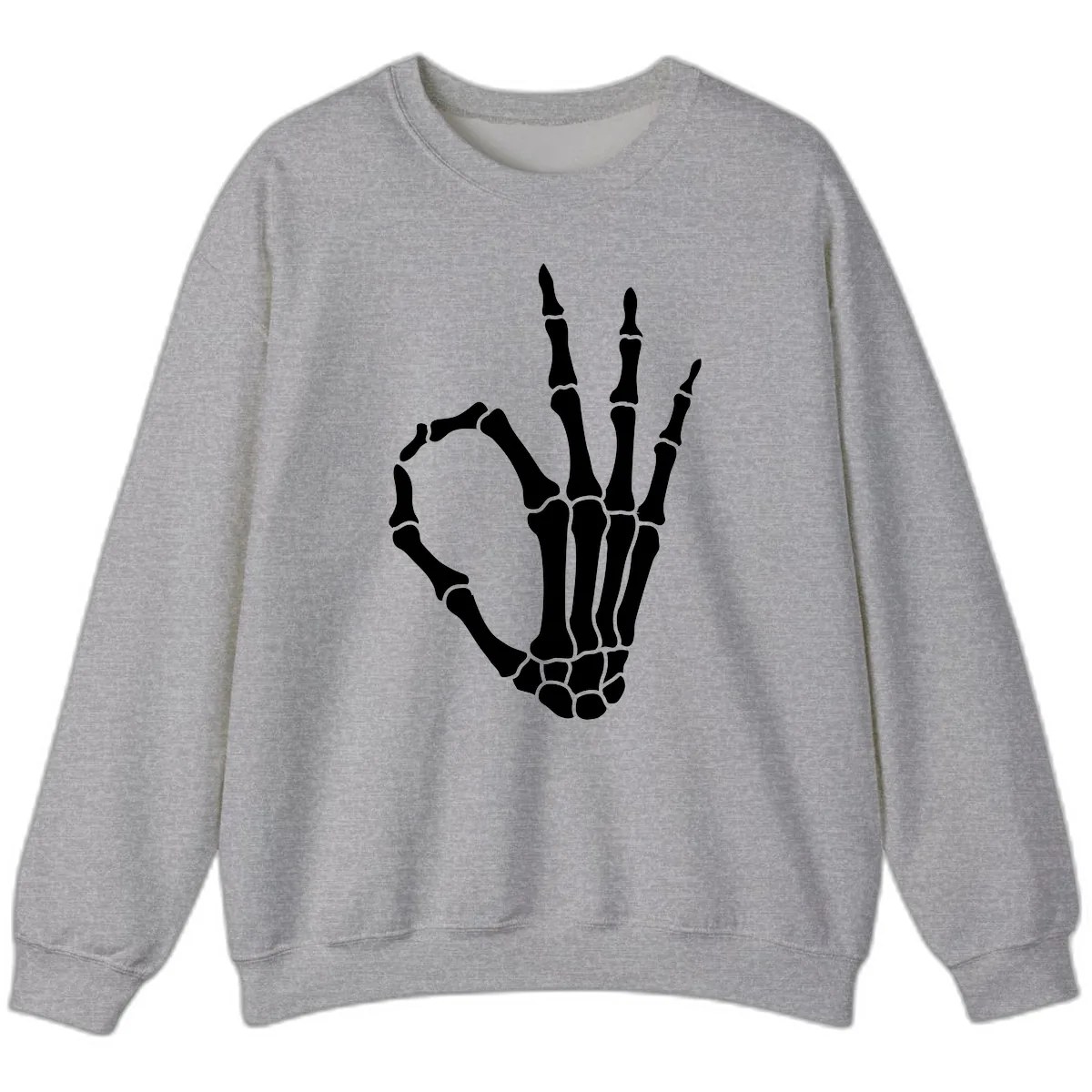 Skeletal Okay Hand Gesture Sweatshirt in Sport Grey