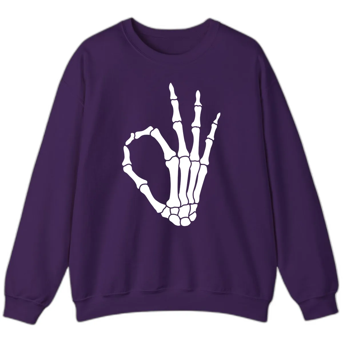 Skeletal Okay Hand Gesture Sweatshirt in Purple