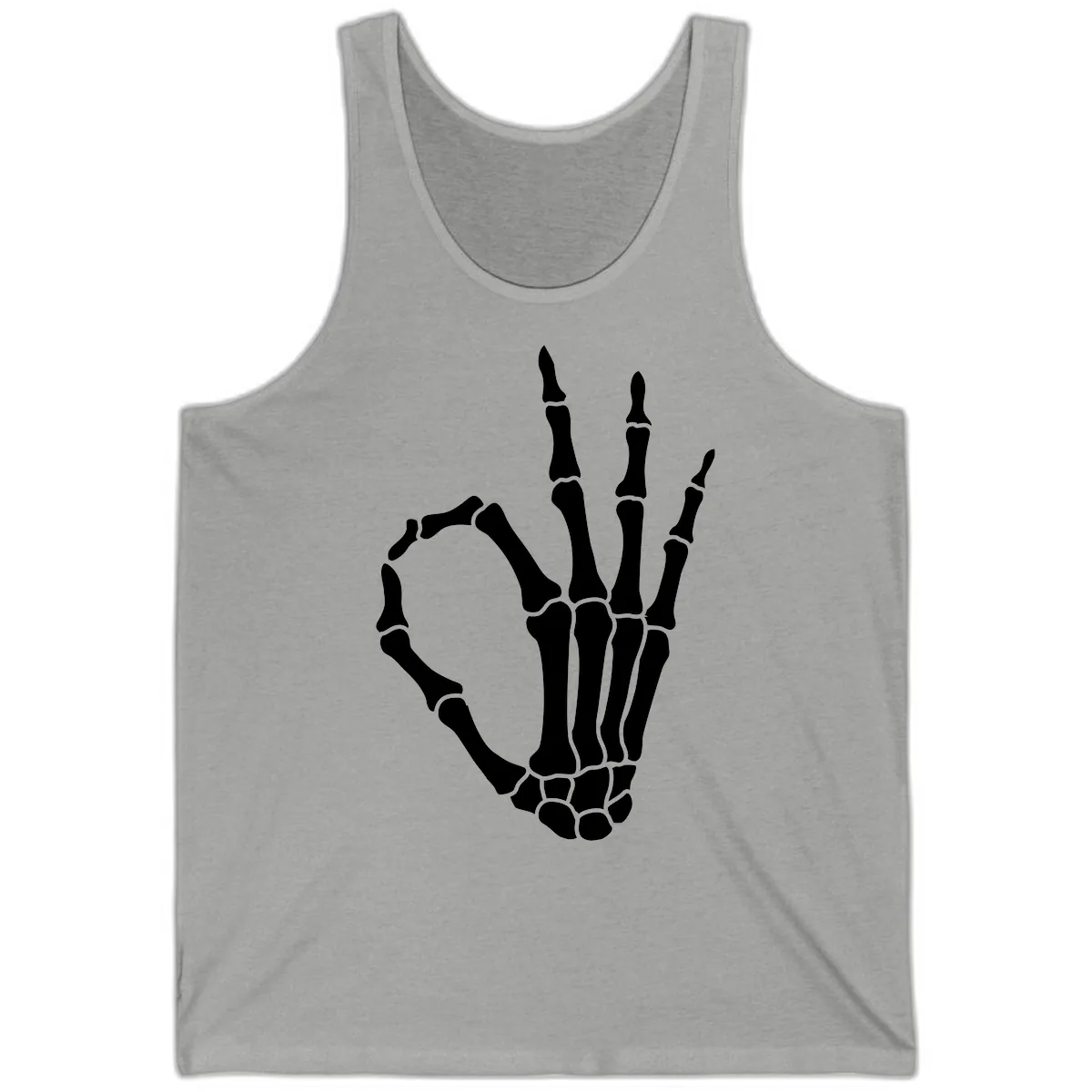 Skeletal Okay Hand Gesture Tank in Athletic Heather