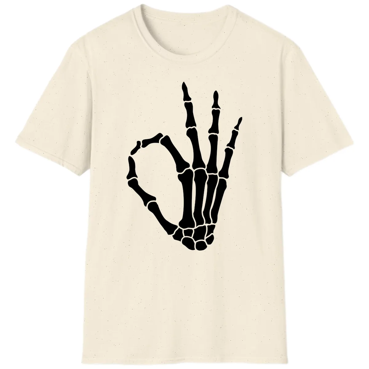 Skeletal Okay Hand Gesture T-Shirt in Natural