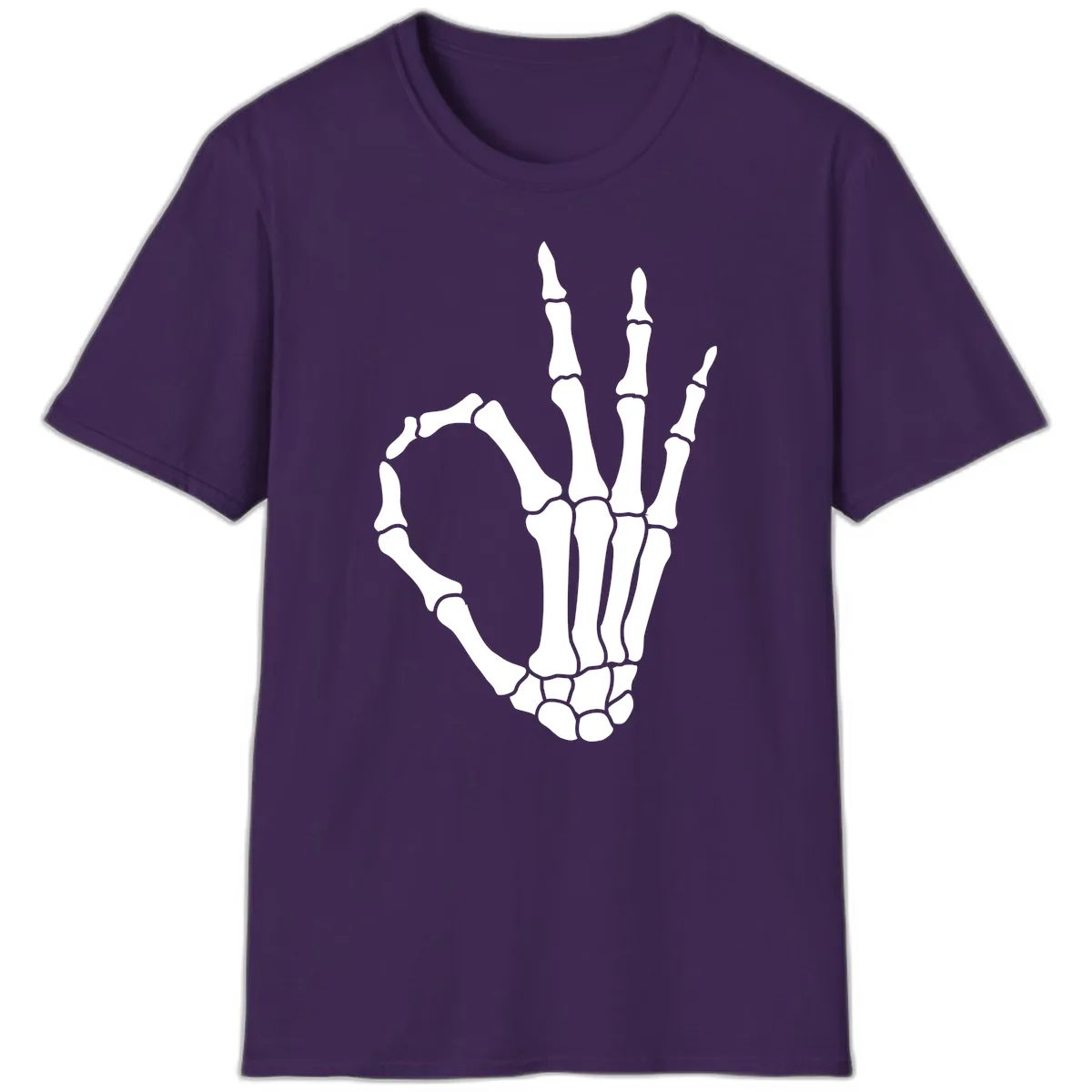 Skeletal Okay Hand Gesture T-Shirt in Purple