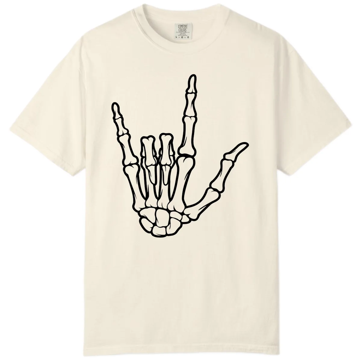 Skeletal Hand I Love You Sign Gesture Comfort Color in Ivory