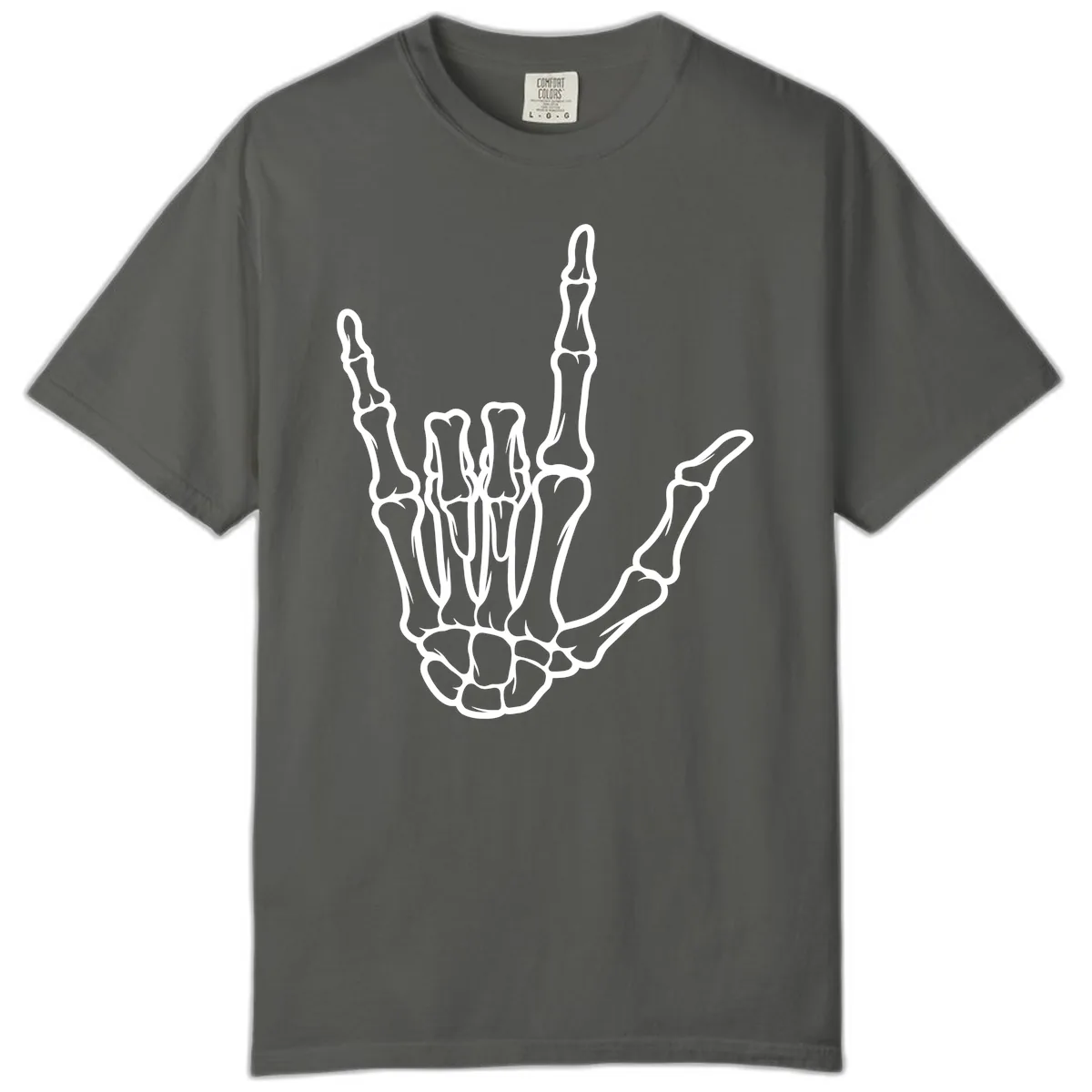 Skeletal Hand I Love You Sign Gesture Comfort Color in Pepper