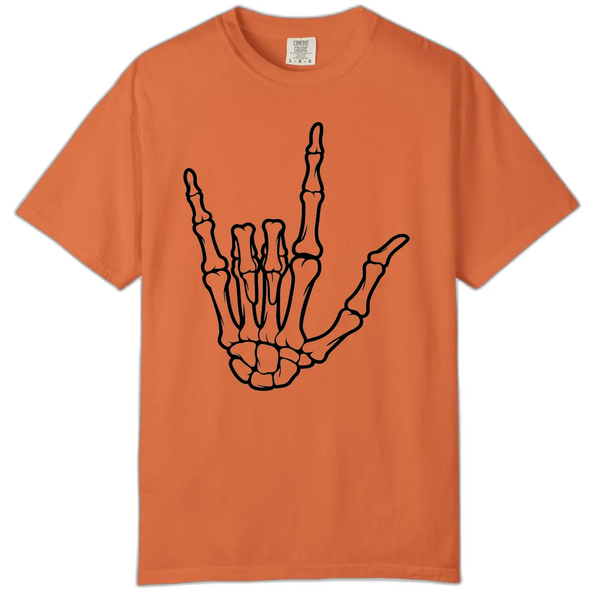 Skeletal Hand I Love You Sign Gesture Comfort Color in Burnt Orange