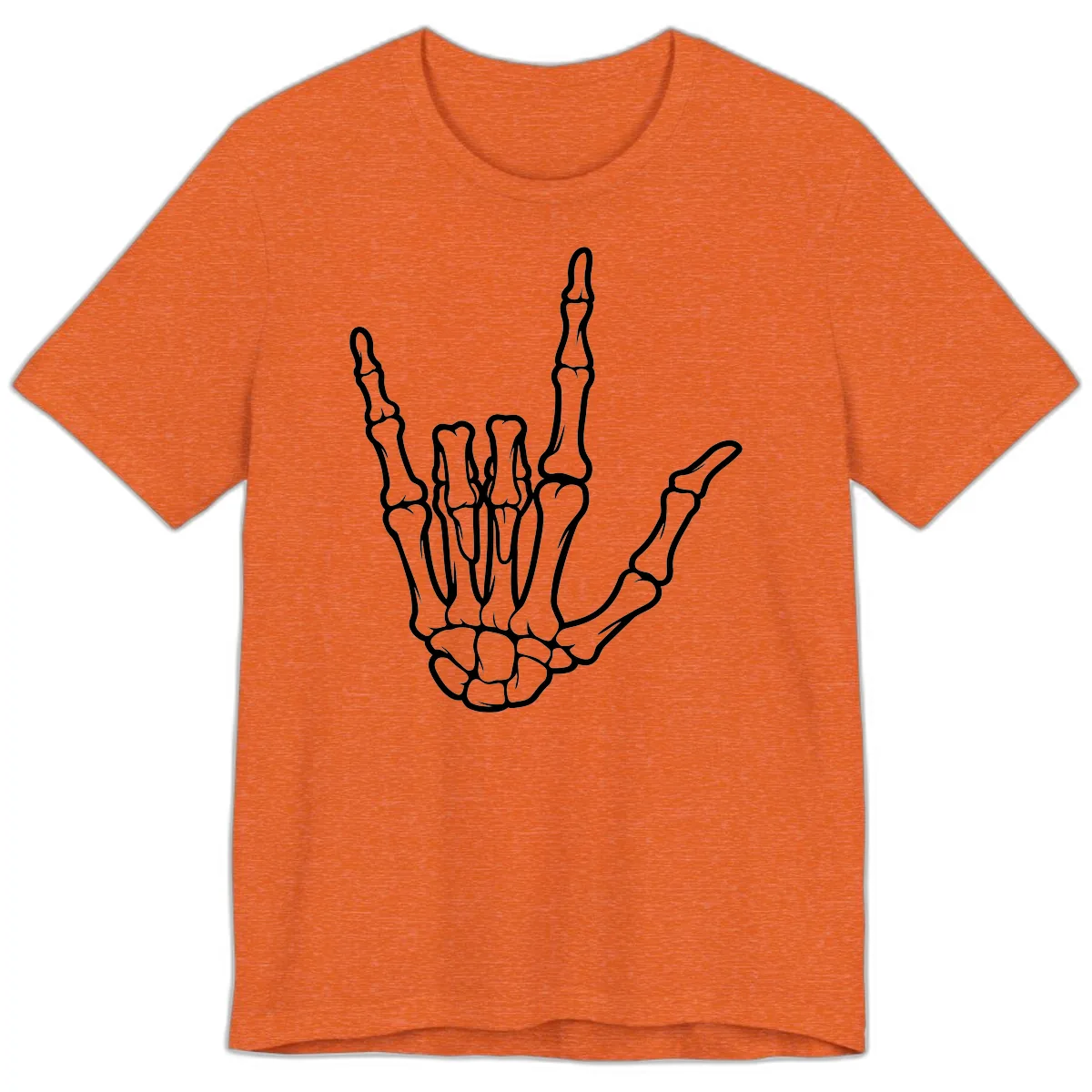 Skeletal Hand I Love You Sign Gesture Premium T-Shirt in Heather Orange