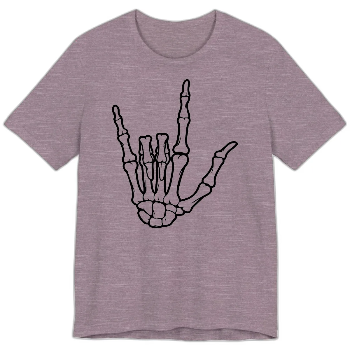 Skeletal Hand I Love You Sign Gesture Premium T-Shirt in Heather Purple