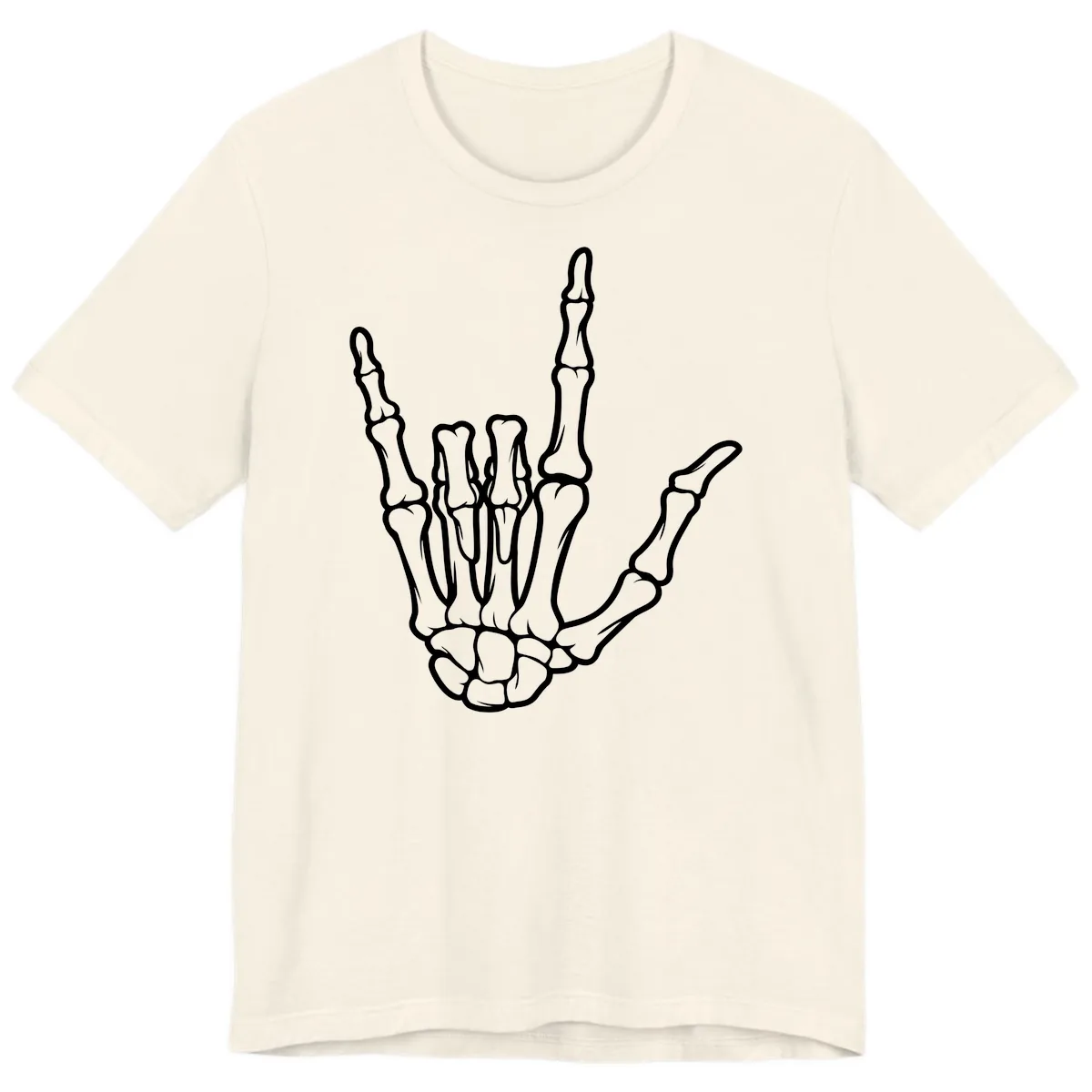 Skeletal Hand I Love You Sign Gesture Premium T-Shirt in Natural