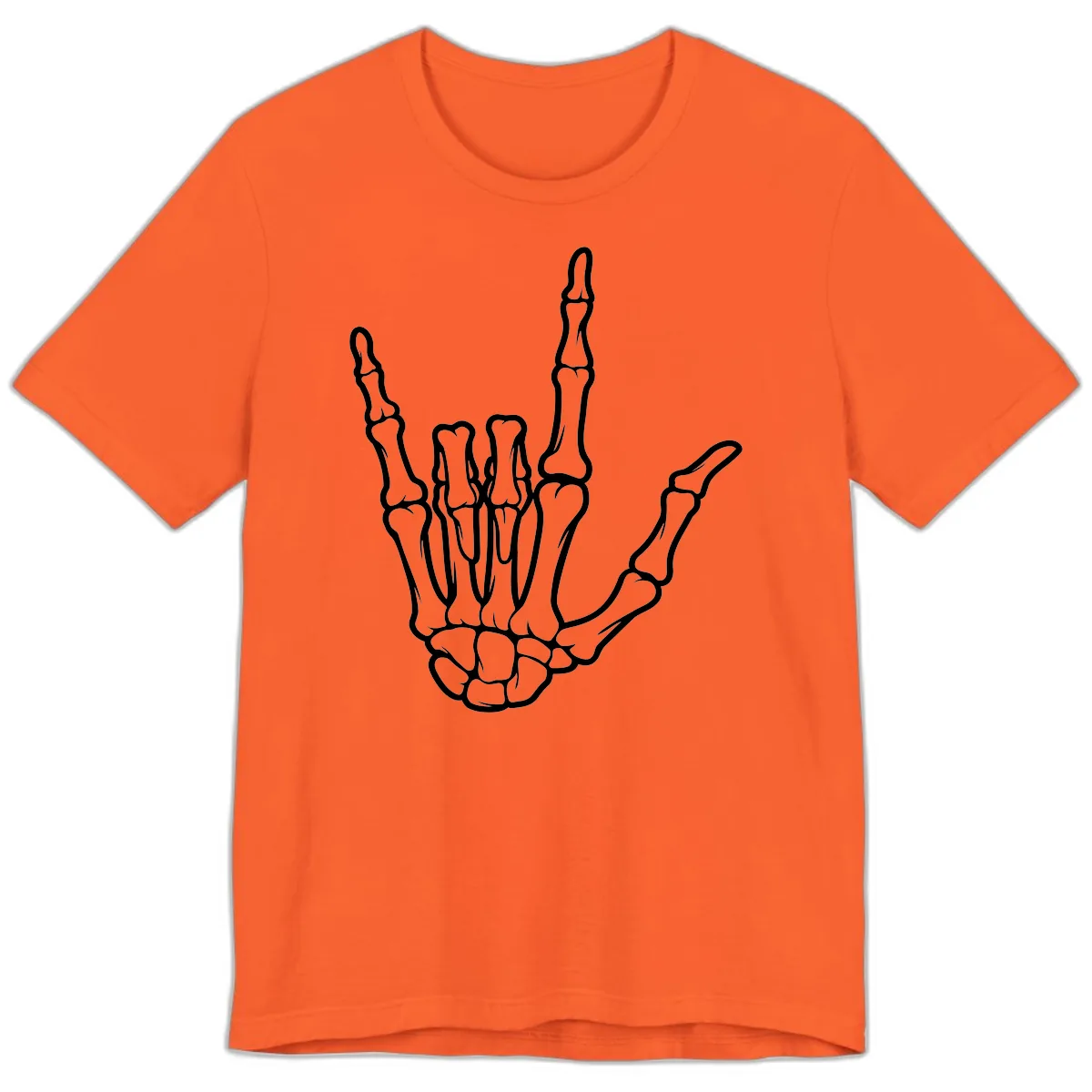 Skeletal Hand I Love You Sign Gesture Premium T-Shirt in Orange