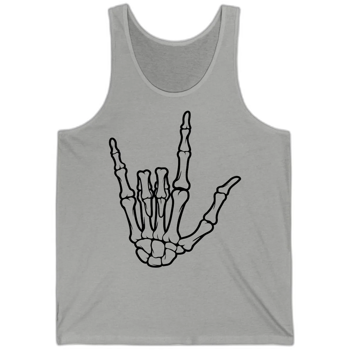 Skeletal Hand I Love You Sign Gesture Tank in Athletic Heather