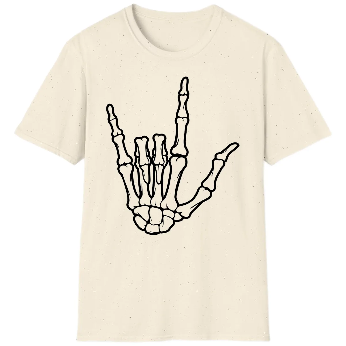 Skeletal Hand I Love You Sign Gesture T-Shirt in Natural