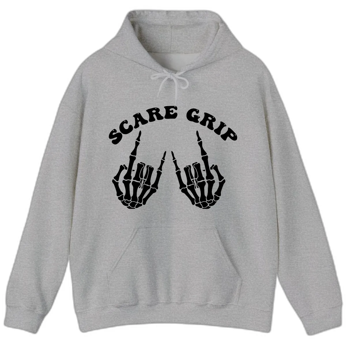 Scare Grip Skeleton Hands Gesture Hoodie in Sport Grey