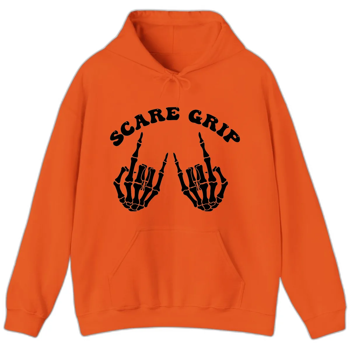 Scare Grip Skeleton Hands Gesture Hoodie in Orange