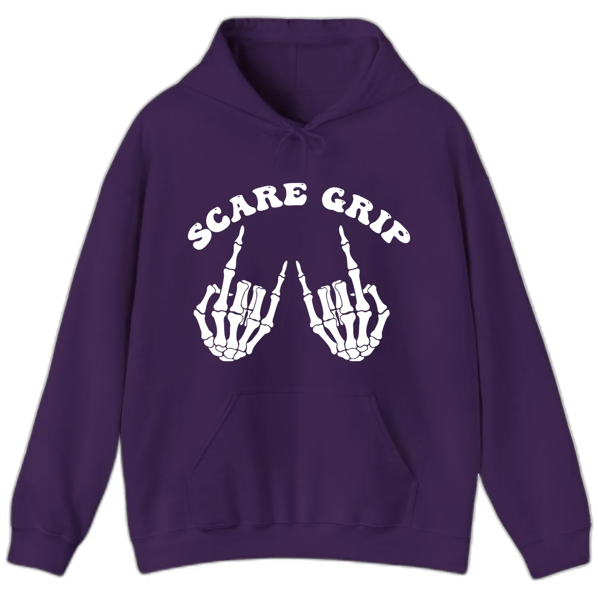 Scare Grip Skeleton Hands Gesture Hoodie in Purple