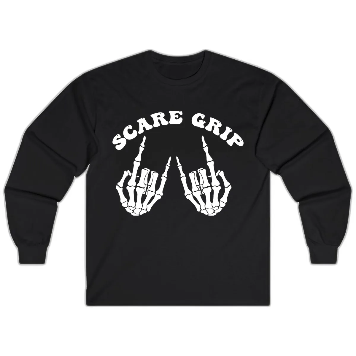 Scare Grip Skeleton Hands Gesture Long Sleeve in Black